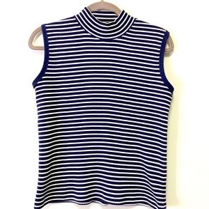 Vintage Ericka & Co Blue & White Striped Top - L